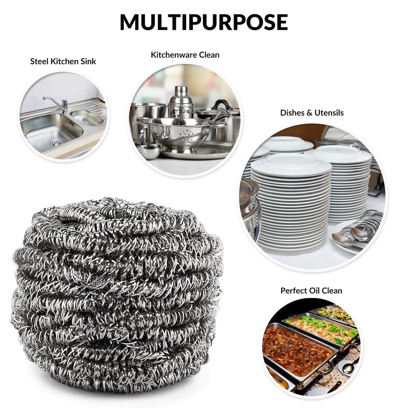 SCRUBIT 12 Pack Stainless Steel Scourers by Scrub It â€“ Steel Wool Scrubber Pad Used for Dishes, Pots, Pans, and Ovens. Easy scouring for Tough Kitchen Cleaning. - Image 2